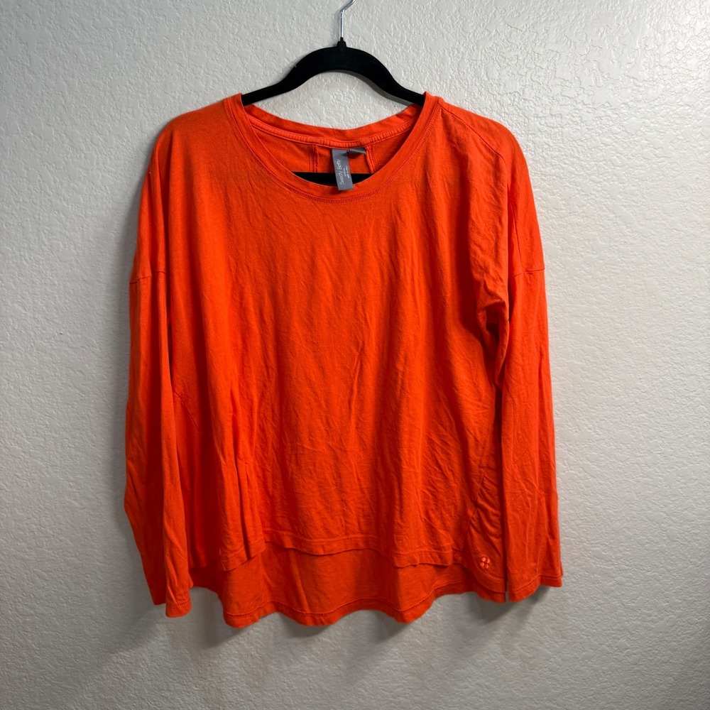 Sweaty Betty Orange Long Sleeve Activewear Top Womens XL (14) Oversized Peru